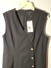 The Limited Black Sleeveless V-Neck Wrap Button Detail Short Dress Size 8 NWT