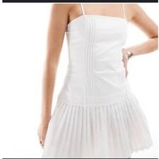 Wild Fable White Strappy Pleated Fit Flare Mini Dress Women's Size Small