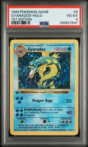 1999 POKEMON BASE SET 1ST EDITION #6 GYARADOS-HOLO PSA 4