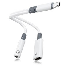 USB to 3.5mm Headphone Adapter with Charger, 2 in 1 USB to Aux Audio Jack Hea...
