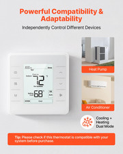 7 Day Programmable Thermostat for Heat Pump Air Conditioner White