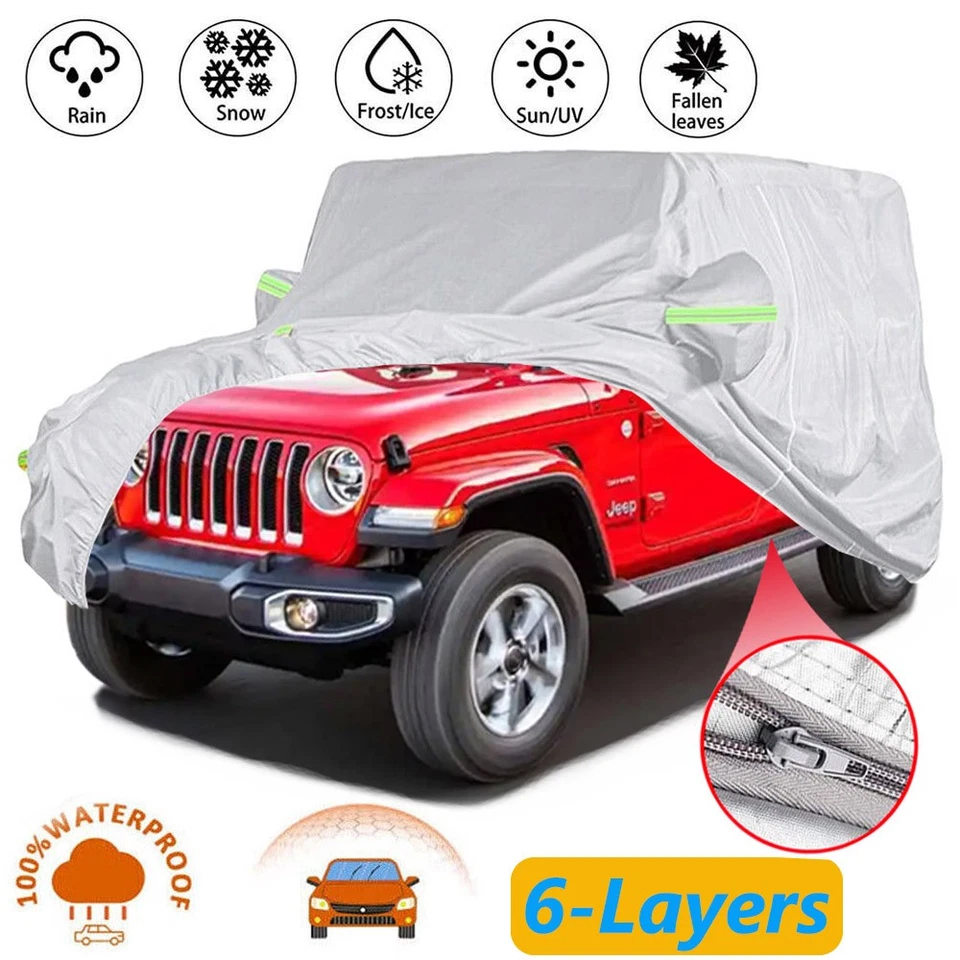 SUV Car Cover for Jeep Wrangler JK JL 2/4 door 2007-2023 Sun UV Rain Protection - Image 2 of 4