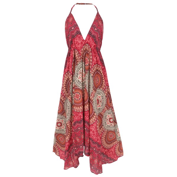 Boho Sommerkleid, Magic Dress, Maxikleid, Neckholder Strandkleid - Bordeauxrot-image
