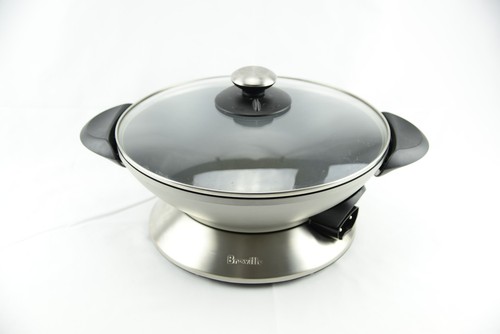 Breville BEW600XL 6qt Electric 14" Non Stick Hot Wok w/ Lid and Cord- Tested