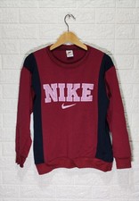 Felpa vintage Nike reworked borgogna con logo rosa e bande blu - L Unisex Made i