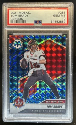 2021 Panini Mosaic Tom Brady Prizm Genesis #285 Buccaneers PSA 10 GEM MINT