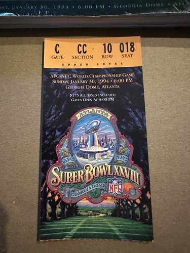 1991 Super Bowl XXVIII Game Program & Ticket Stub Dallas Cowboys VS Buffao Bills - Picture 3 of 6