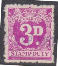 (F146-41) 1938 Australia NSW 3d violet Stamp duty (AP)