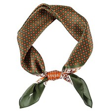 Vintage Silk Feel Square Scarf for Men Satin Bandana Tiny Medallion Armygreen