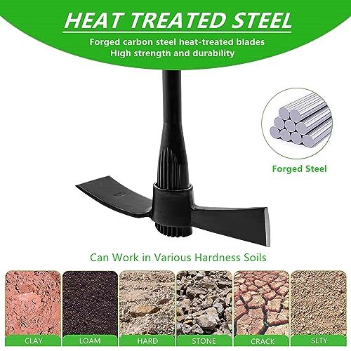 Garden Pick Cutter Mattock, 36" Heavy Duty Pick 5LB-with 36" Fiberglass Handle - Picture 5 of 8