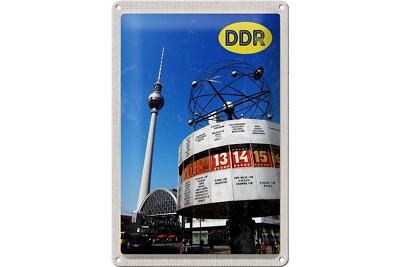 Blechschild Reise 20x30 cm Berlin Alexanderplatz Weltzeituhr Schild tin sign