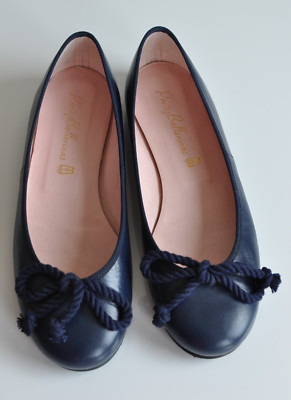 Pretty ballet flats flat loafers ballerina slip on casual leather blue size 36.5