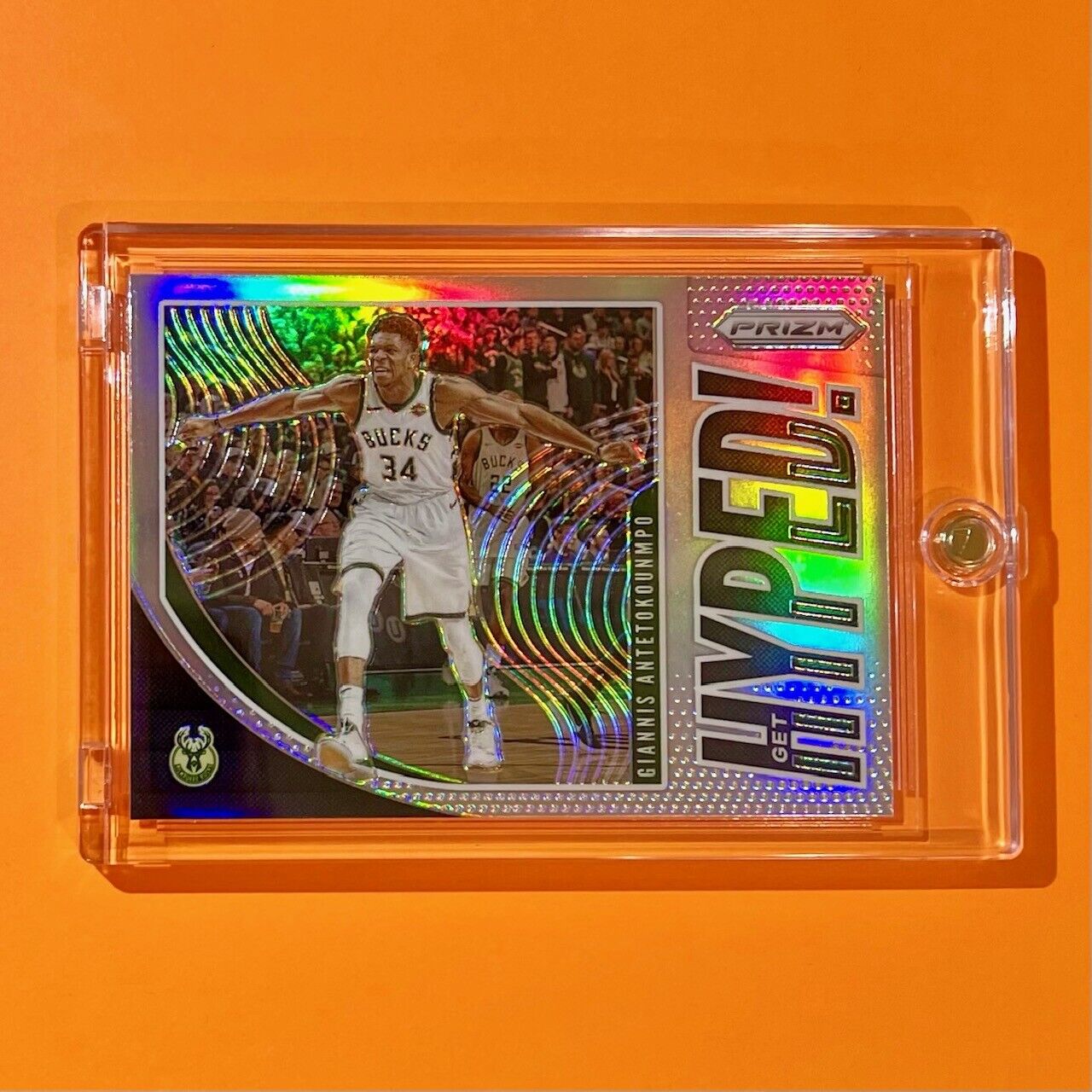 Giannis Antetokounmpo SILVER REFRACTOR HYPED PRIZM SPECIAL INSERT 