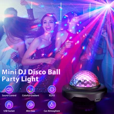 1PC Portable Mini Disco Party Magic Ball Light LED RGB USB Car Room Night Lights