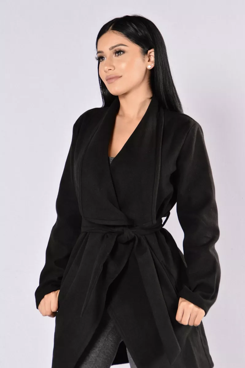 Fashion Nova Manhattan Pea Coat Black Size Medium New With Tags
