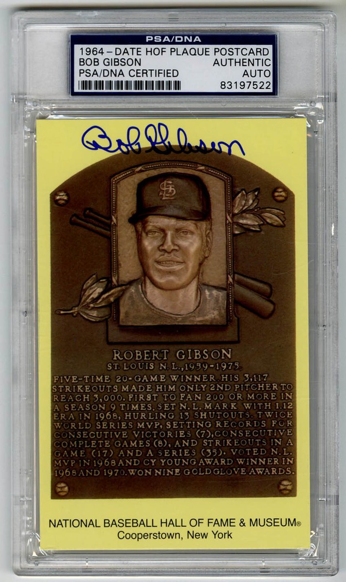 Bob Gibson SIGNED Baseball Hall of Fame Plaque STL Cardinals