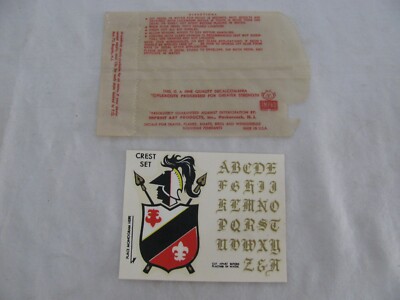 Vintage IMKO Water Slide Crest Decals Set w/ Roman Style Letters Un-Used VG
