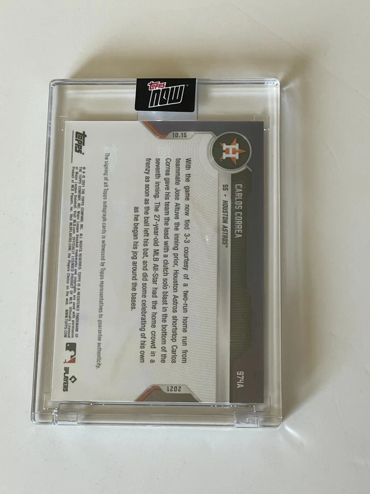 2021 Topps Now 974 Carlos Correa 10/15/22 Astros ALCS Signed AUTO Autograph #/99 - Image 4 of 4