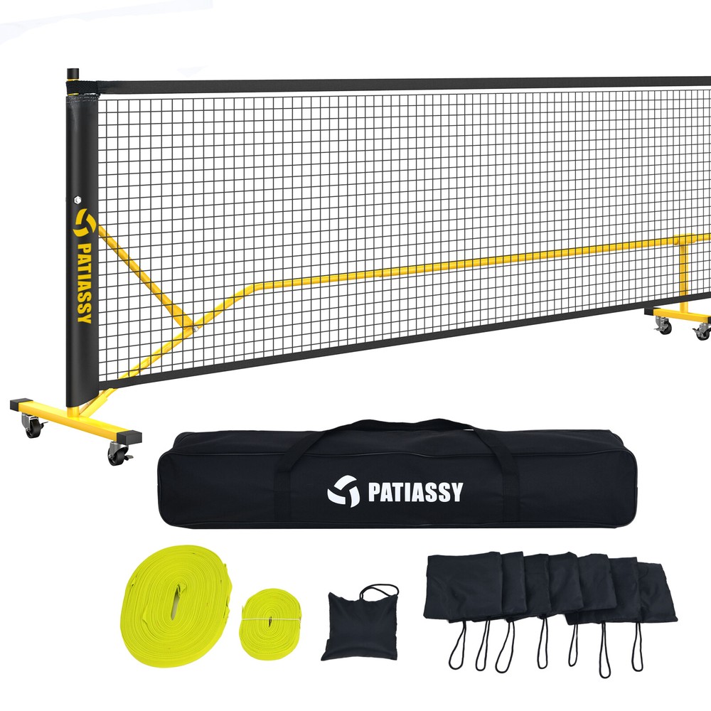 Regulation 22FT Pickleball Net Set with Wheels for Driveway and Court Lines  