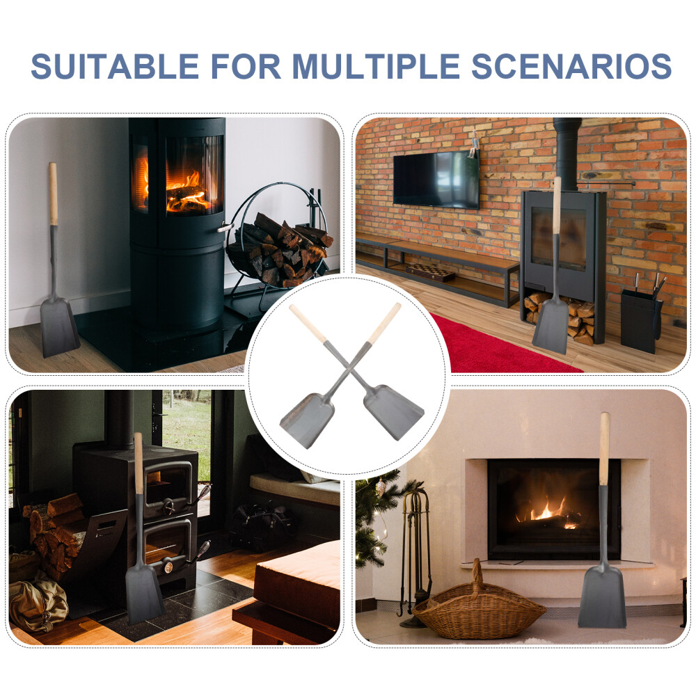 2 Pcs Wood Soot Shovel Stainless Steel Turner Fireplace Ash Scoop eBay
