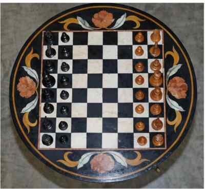 18'' Chess Marble Table Top Pietra Dura Inlay Children Play Pietra Dura ho