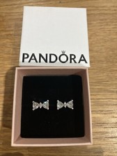 Pandora Sparkling Bow Stud Earrings New In Box