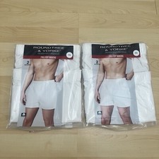 ROUNDTREE  YORKE Full Cut Boxers 2-Pack Size 30 White Underwear Lot Of 2 NEW