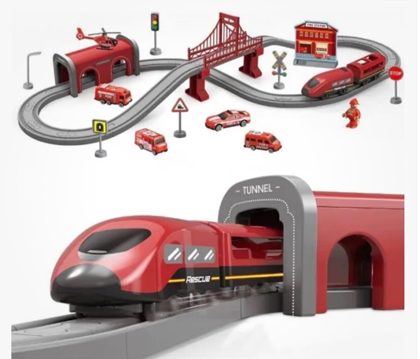DIY TRACK Fire Rescue Train Set For Kids 3+ 66 Pieces | eBay