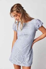 FREE PEOPLE Size Medium Light Blue HAILEE MINI DRESS LACE FLORAL NEW No Tags