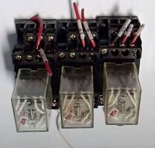 Lot of 3 Omron MY4N Relay with Bases 10151W1 (2) 2274W1 (1) Used T/O
