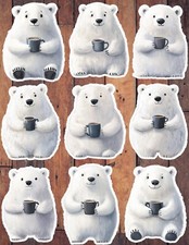 Polar Bear With Mug Vinyl Die Cut Stickers Set Scrapbooking Laptop Waterbottle