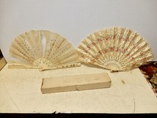 2 ANTIQUE BONE HAND FANS
