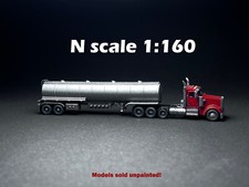 N Scale 1:160  American W900 3axl fuel tank trailer - UNPAINTED, NOT A TOY 