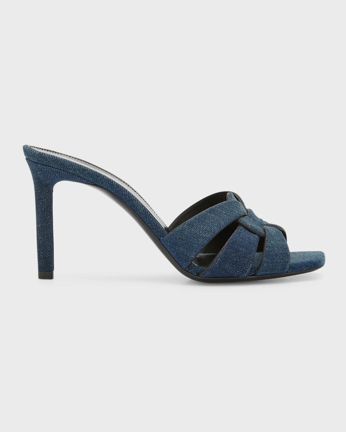 Sandali Saint Laurent Tribute Denim ""Deep Navy Jeans"" tacchi mule $895 INDOSSATI UNA VOLTA