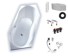 BADEWANNE KORALLE FACETTE / T200 RECHTS 6-ECK...