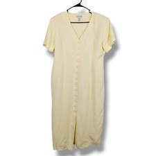 Vintage Pour Soie Midi Dress 16 Linen Blend Shoulder Pads Cottagecore Cabincore