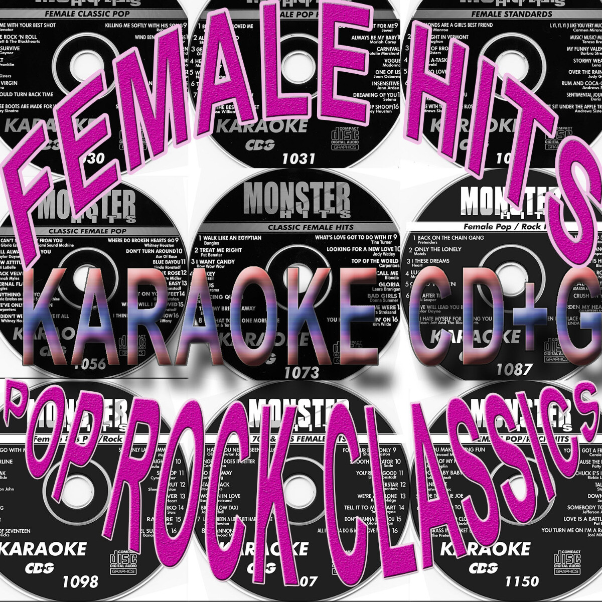 KARAOKE FEMALE DISCS CD+G MONSTER HITS TRACKS CLASSICS,ROCK,POP