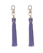 2 Pcs Leather Tassels with Lobster Clasps Swivel Keychain Metal PU Purple
