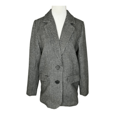 NEW Vero Moda Women's XS Harper LS Loose Houndstooth Blazer Black/White Long NWT