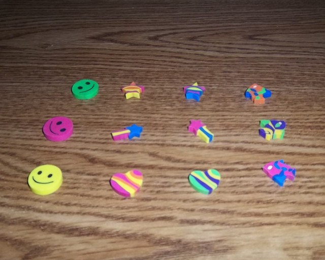 Twelve Mini FUN Shaped erasers S1! Great party or prize idea! eBay