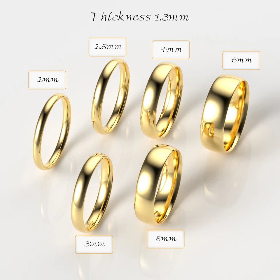 14K Yellow Gold 1.5mm 2mm 2.5mm 3mm 4mm 5mm 6mm Comfort Fit Wedding Band - Image 3 of 4