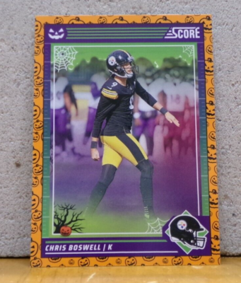FOOTBALL CARD HALLOWEEN VARIANT ORANGE CHRIS BOSWELL PITTSBURGH