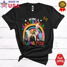 Being A Bartender Llama Fun, Humorous Rainbow Llama, Bartender Group Shirt