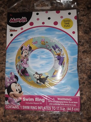 Disney Junior Minnie Swim Ring Includes Repair Kit Swim fun Float 17.5 Inches
