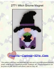 Witch Gnome Magnet-Plastic Canvas Pattern or Kit