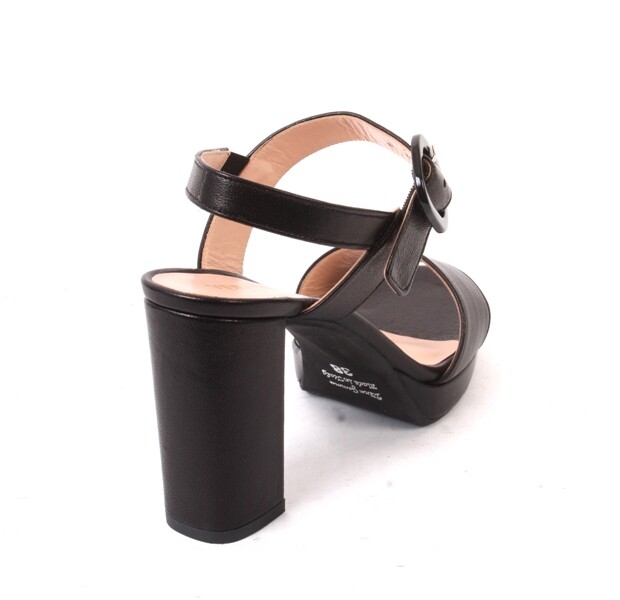 Vernissage 22261 Black Leather Heel Slingback Platform Sandals 