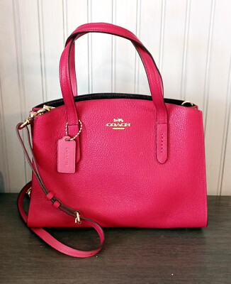 Coach 69446 Charlie 28 Pink & Red Colorblock Tote/Crossbody | eBay