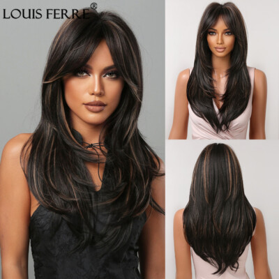 Black Dark Brown Highlights Straight Hair Hair Colors Balayage
