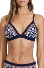 NEW  95 REISS MIA TRIANGLE BIKINI TOP NAVY/RED SZ 4