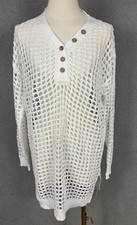 Cupshe Women's Ocean Side Netted Cover-up Dress Long Sleeve White Med NWT's.